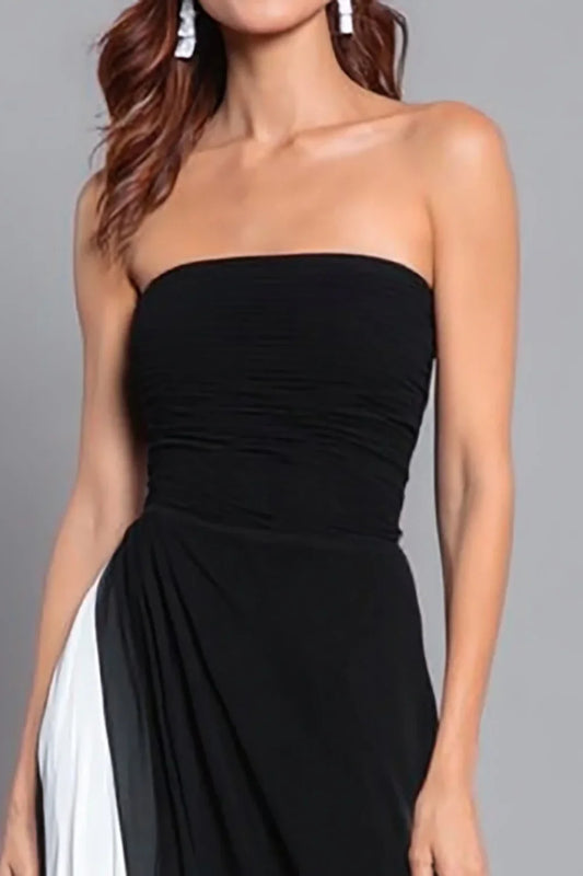 Unique Sheath/Column Strapless Sleeveless Lace Up Floor Length Prom Dress
