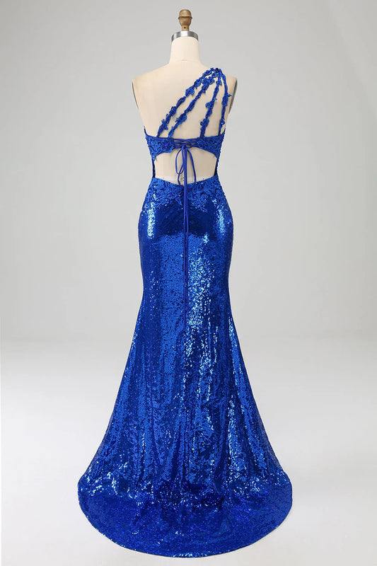 One Shoulder Mermaid Prom Dress With Slit
