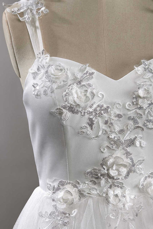 Sweetheart Strap Flower A-Line Wedding Dress