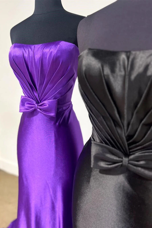 Off-the-Shoulder Strapless Bow Mermaid Prom Dress With Train