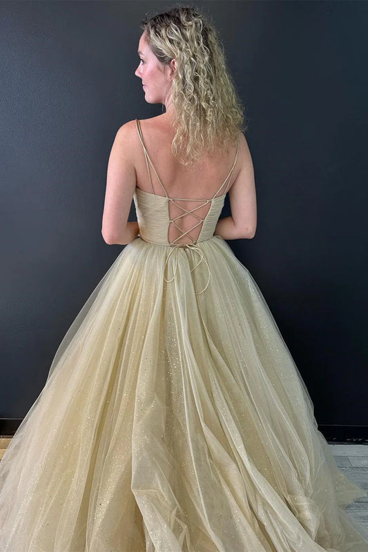 Surplice Lace-Up Prom Dress