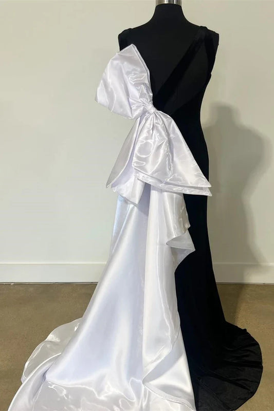 Velvet Bow-Back Mermaid Prom dress with Slit