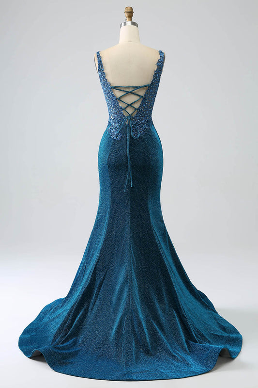 Glitter Mermaid Prom Dress With Beading