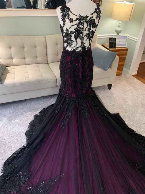 Unique A-line Tulle Trumpet Floor Length Wedding Dress 