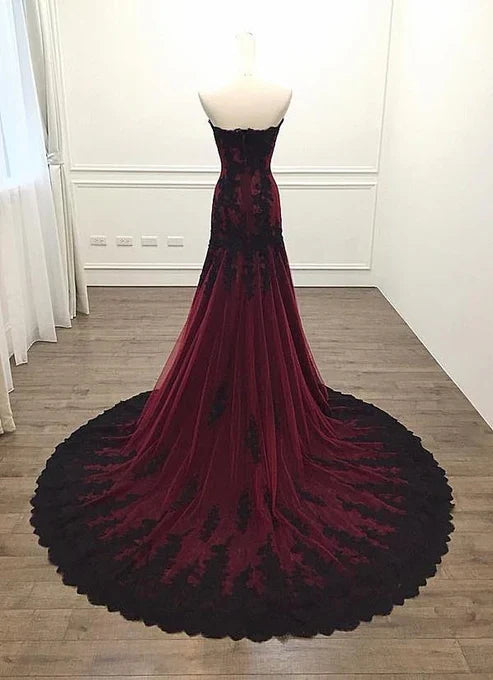 A-line Sweetheart Tulle Lace Floor Length Wedding Dress