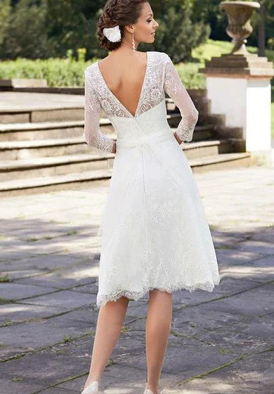 Dress A-Line Short Scoop Bell Beading Flower Zipper Lace Sequins Dress Wedding Dress
