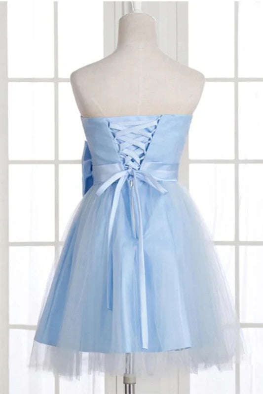 Dress A-Line Strapless Bowknot Short Prom Dresses Homecoming Dress