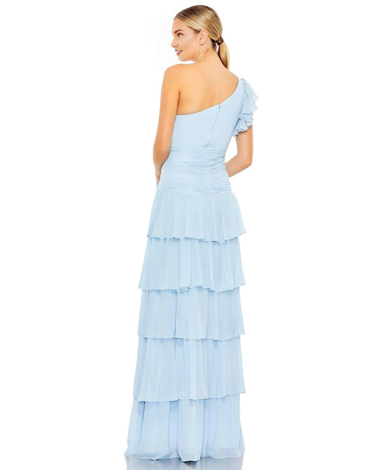 Dress Chiffon One Shoulder Sheath/Column Solid Color Floor-Length Prom Dress