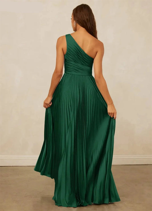 Dress Elegant Hunter Green Evening Dresses A-Line One Shoulder Draped Pleated Party Dress Formal Prom Gowns Customized