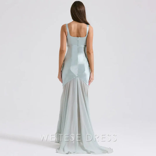 Dress Elegant Women Spring High Chiffon Splicing Dress Slim Backband Wrapped Hip Forged Face Dress Elegant Floor Evening Dress Prom Dress