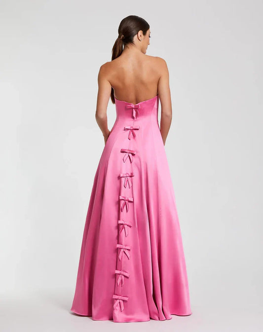 Dress Hot Pink Satin Strapless Evening Gown With Full Dress Capturing Glamorous Sophistication Prom Dress
