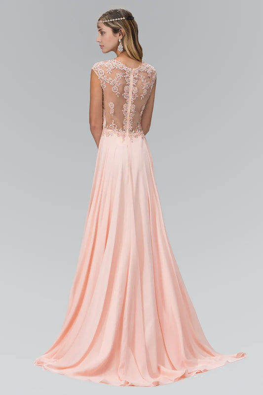 Dress Long Formal Cap Sleeve Ruched Bodice Prom Dress Chiffon Mother of the Bride Dress Bridesmaid Dress