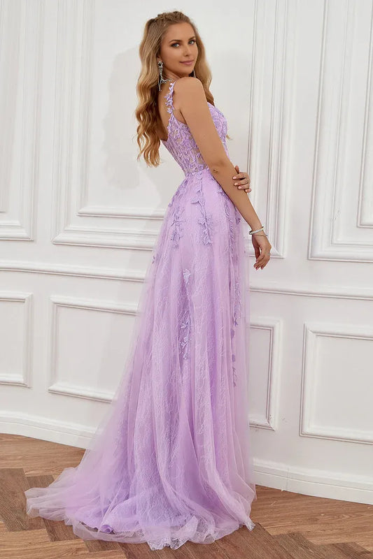 Dress Purple Off the Shoulder Long Party Dress With Appliques Prom Dress