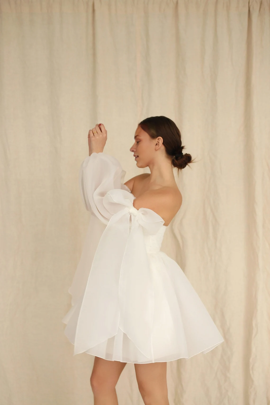 Dress Short Wedding Dress With Sleeves Elegant Dress Reception Dress Rehearsal Dinner Dress Bridal Dress