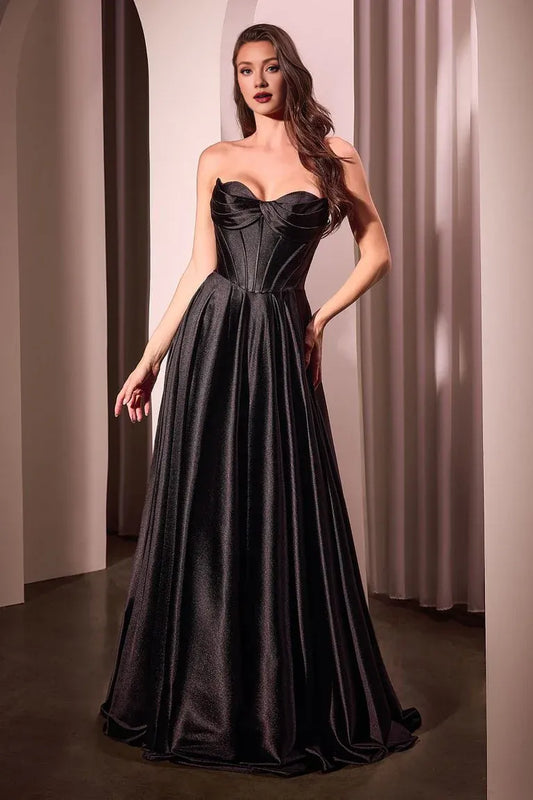 Dress Sophisticated Olive Green Satin Dress Strapless Pleated High Slit Capturing Timeless Grace Prom Dress