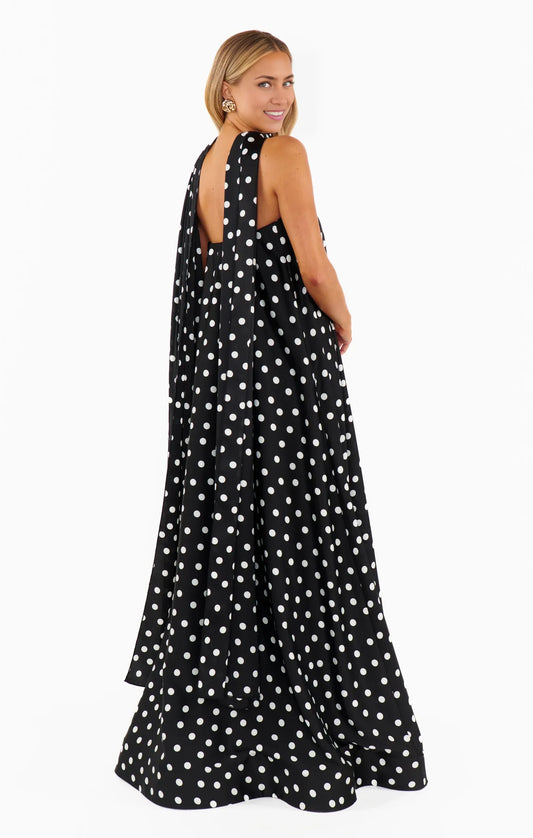 Dress Strapless Off the Shoulder Black Sleeveless Maxi Dress A-Line Polka Dots Backless Fashion Prom Dress