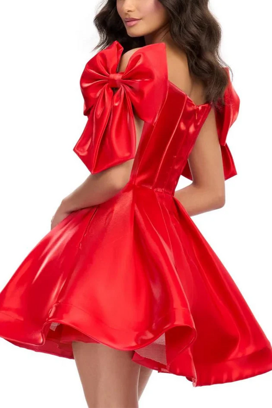 Dress Sweetheart Off-the-Shoulder Cocktail Dress Sleeveless Solid Color A-Line Princess Short Homecoming Dress