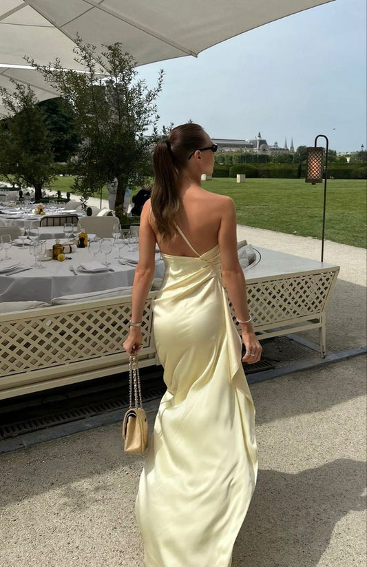 Dress Yellow One Shoulder Prom Dress Sexy Evening Dress With Side Slit Formal Wear Dresses