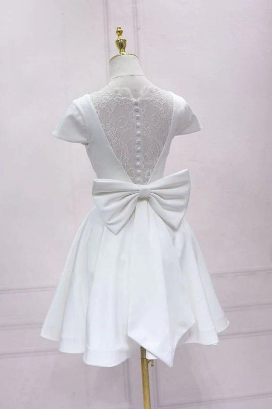 White A Line Cap Sleeves Homecoming Dress