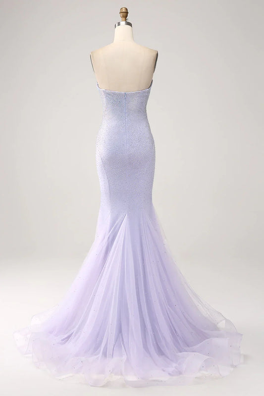 Mermaid Sweetheart Strapless Beaded Long Prom Dress