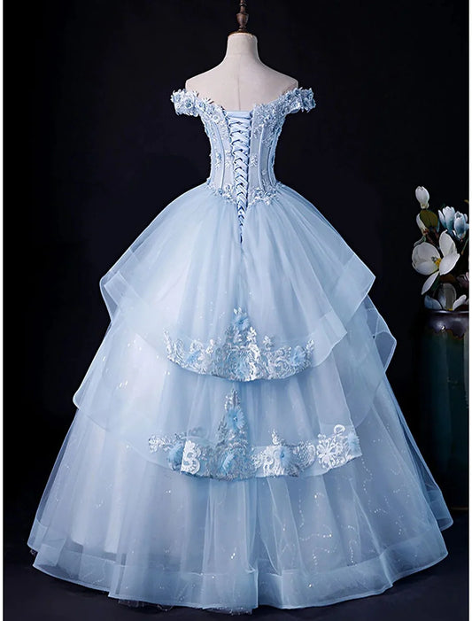 Ball Gown Evening Gown Minimalist Dress Formal Wedding Guest Floor Length Sleeveless Off Shoulder Tulle Backless