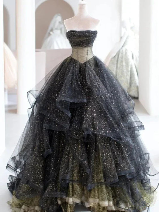 A -line Strapless Stunning Long Ball Gown Evening Prom Gowns