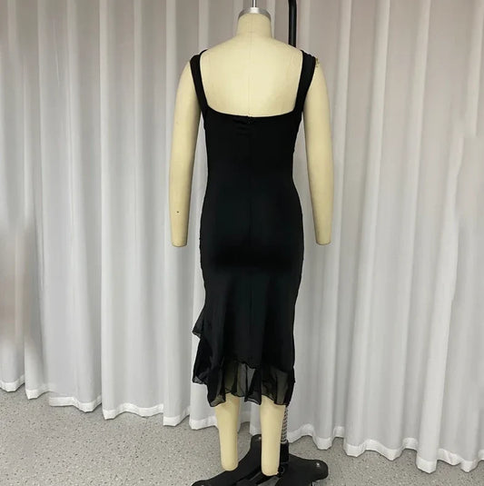 A-line Sleeveless Low Neck Pleated Front Slit Prom Dress