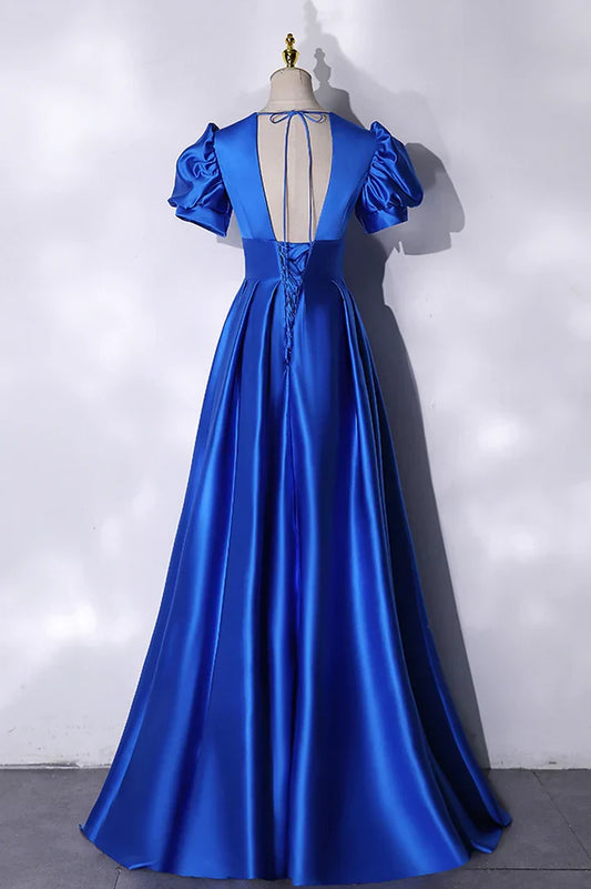Dresses Formal Blue Satin Long Prom Dress Simple Evening Dress Stores With Prom Dresses