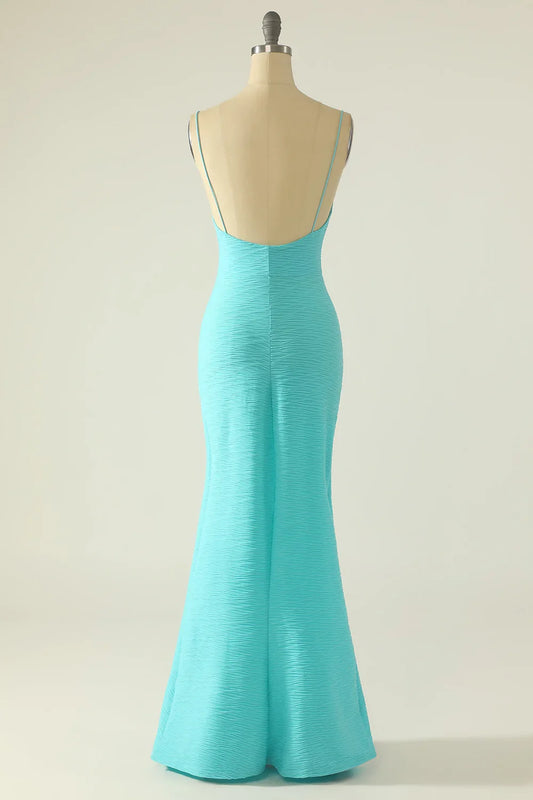 Spaghetti Straps Mermaid Long Prom Dress