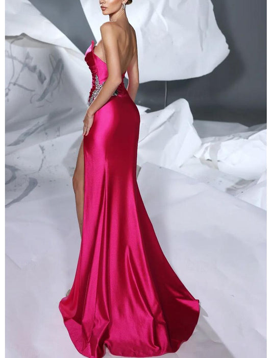 A-Line Prom Dresses Elegant Dress Formal Prom Floor Length Sleeveless Strapless SatinA-Line Prom Dresses Elegant Dress Formal Prom Floor Length Sleeveless Strapless Satin