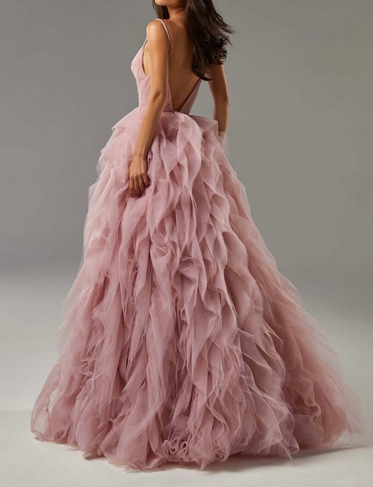 A-Line Spaghetti Straps Long Prom Dresses