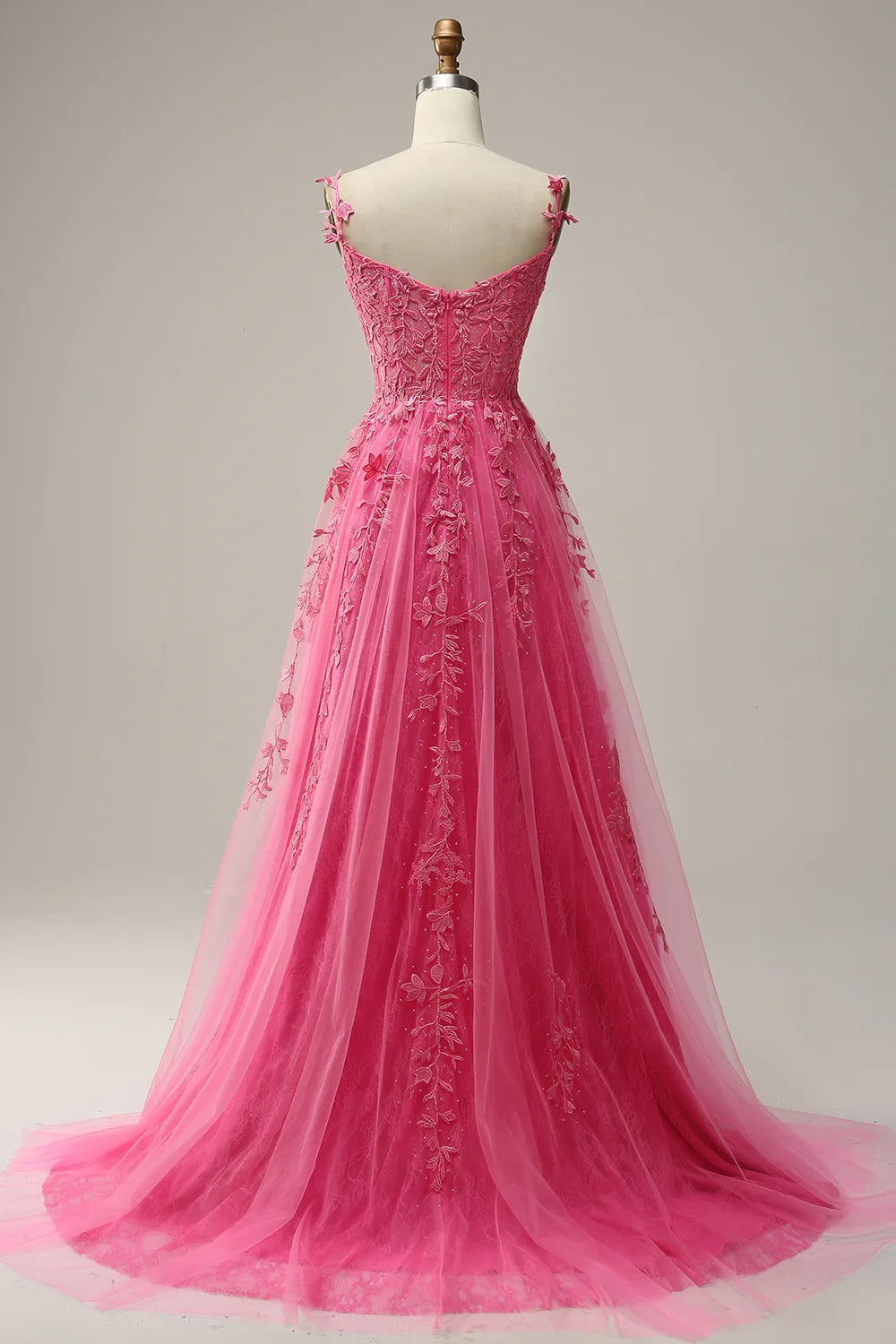 A Line Spaghetti Straps Prom Party Dresses With Appliques