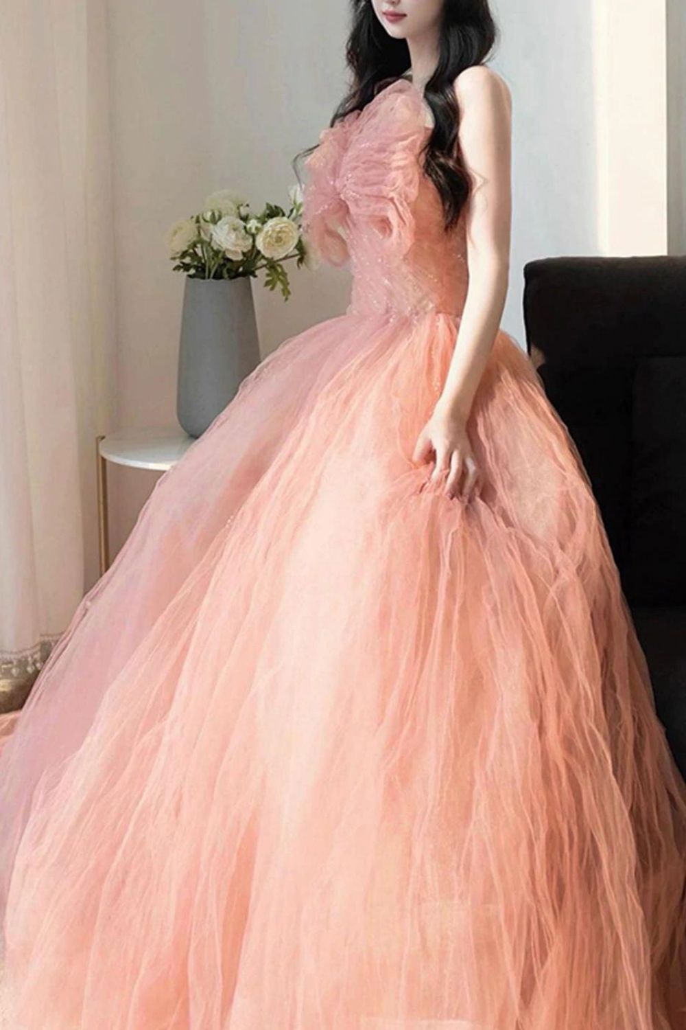 Beautiful A Line Spaghetti Straps Blush Long Formal Dress with Bowknot