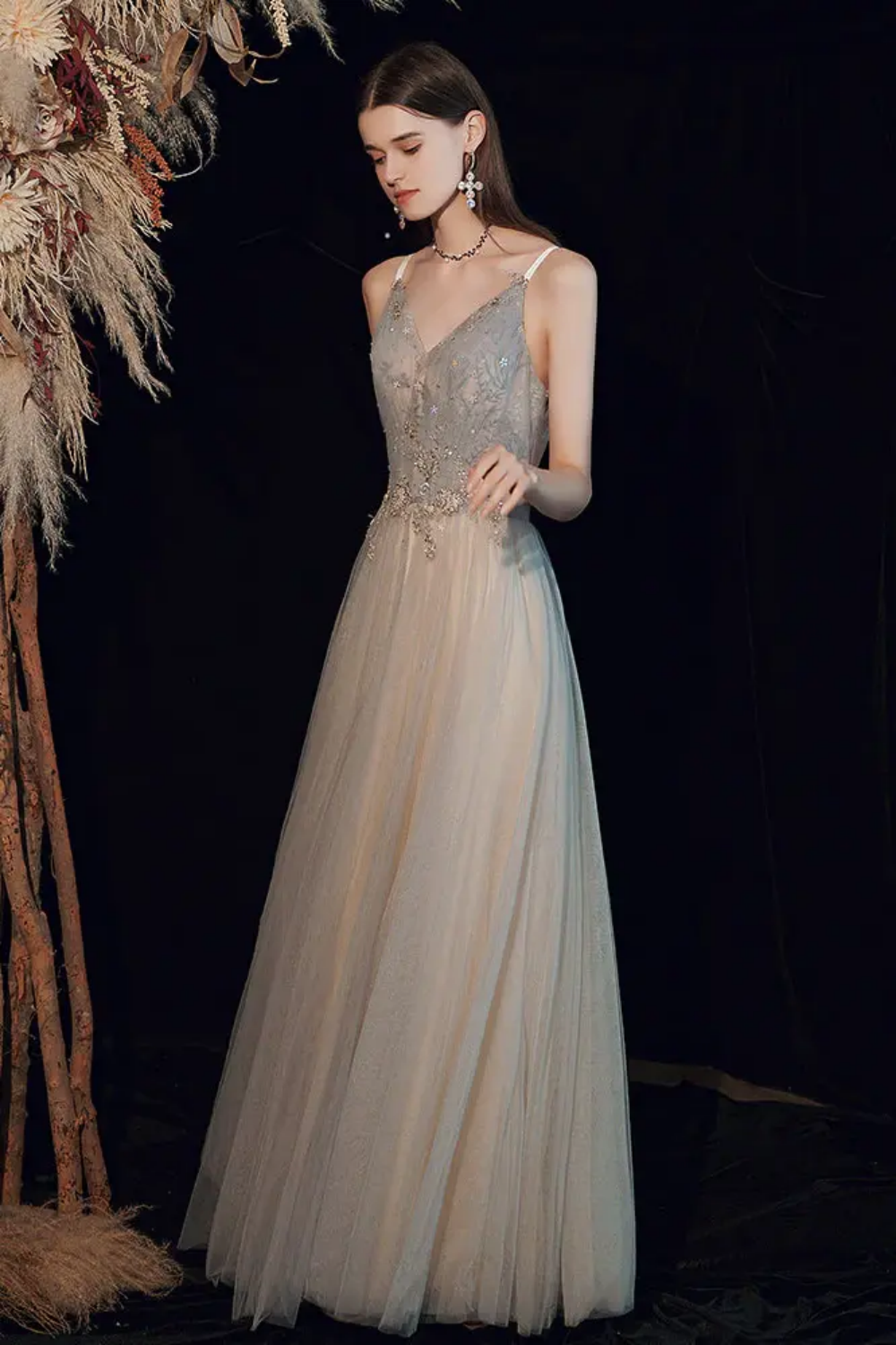 Beautiful A Line Off the Shoulder Light Grey Floor Length Formal Dress
