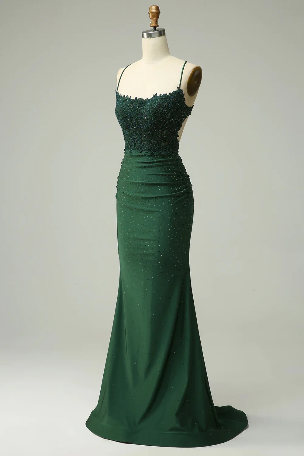 Mermaid Satin Spaghetti Straps Prom Party Dresses