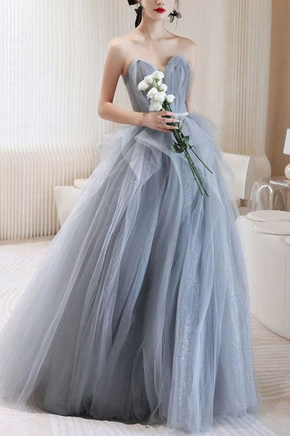 Elegant A Line Off the Shoulder Grey Long Prom Dress with Beading