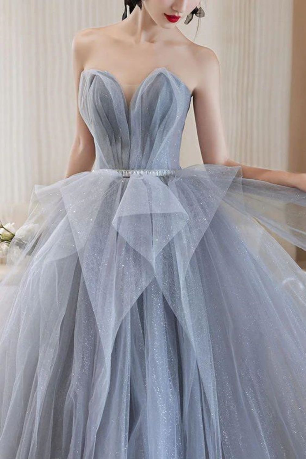 Elegant A Line Off the Shoulder Grey Long Prom Dress with Beading