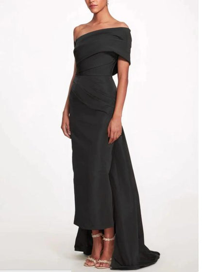 Sheath / Column Evening Gown Elegant Dress Formal Prom Sweep / Brush Train Sleeveless One Shoulder Taffeta Backless