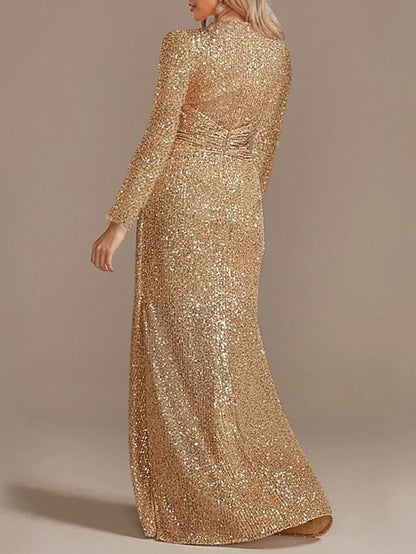 Trumpet/Mermaid V-Neck Long Sleeves Prom Evening Dresses