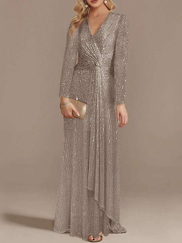 Trumpet/Mermaid V-Neck Long Sleeves Prom Evening Dresses