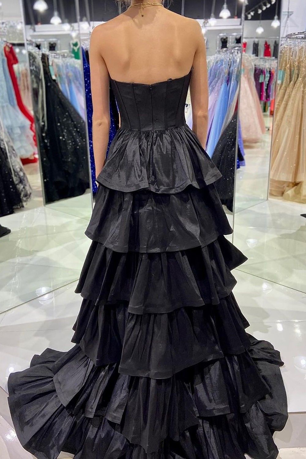 Stylish High Low Sweetheart Fuchsia Prom Dress with Ruffles