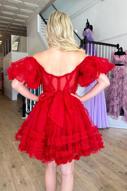 Gorgeous A Line Off the Shoulder Royal Blue Cortset Homecoming Dress