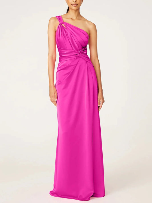 A-Line/Princess One-Shoulder Sleeveless Floor-Length Evening Dress