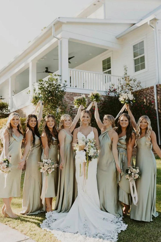 Mermaid Light Green Long Bridesmaid Dress Party Dress