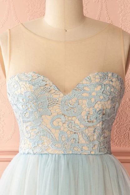 Cute tulle light blue short homecoming dress