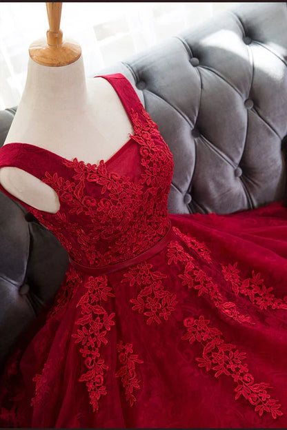 Square Neck Backless Burgundy Lace Tulle Short Homecoming Dress