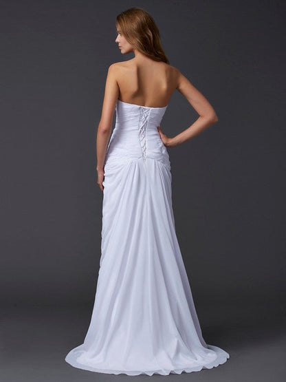 Sweetheart Sleeveless Long Beading Chiffon Dresses