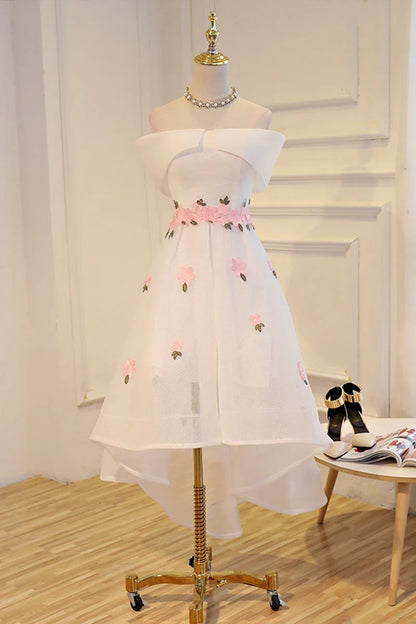Gray applique high low Homecoming Dresses