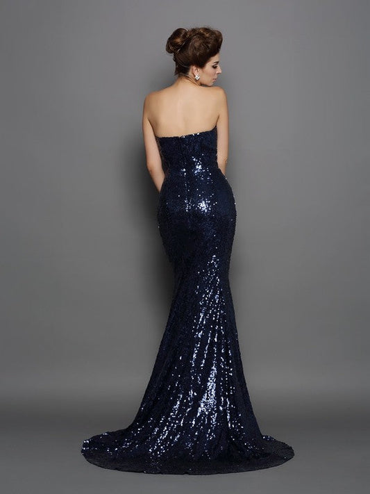 Sweetheart Sequin Sleeveless Long Sequins Dresses