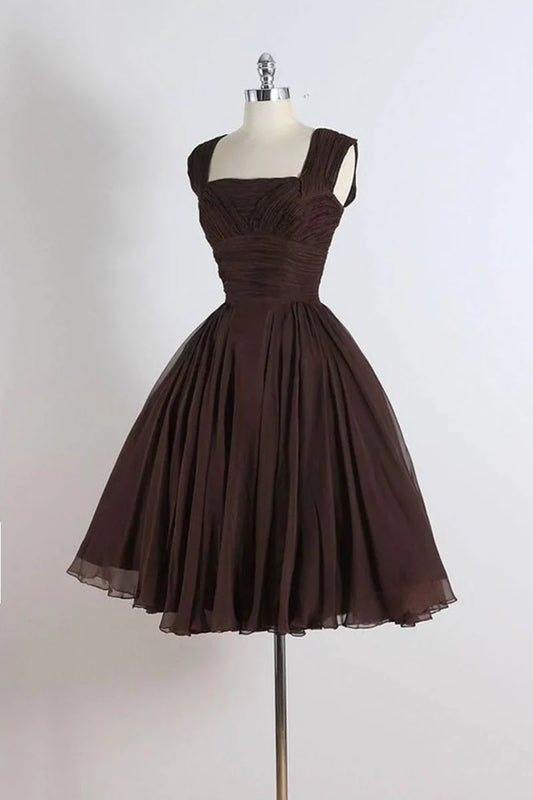 Dress Formal Women's Dresses Unique Chiffon Retro Short Dark Brown Homecoming Dresses Party Dress Prom Dresses Shops